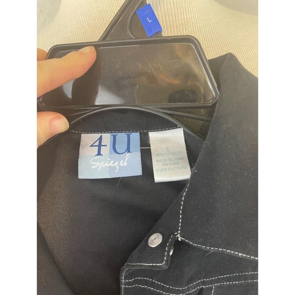 4U Spiegel Black Jean Jacket Small Polyester - Picture 5 of 5